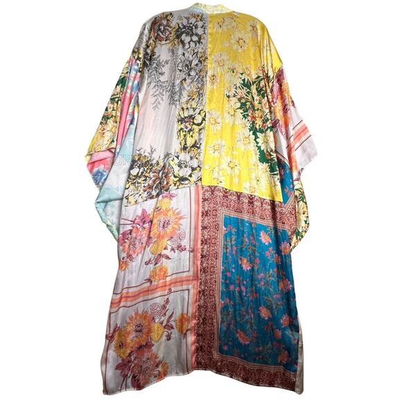Free People Patchwork Love Robe Kimono Duster Western Boho Coverup Festival M/L - Picture 5 of 16